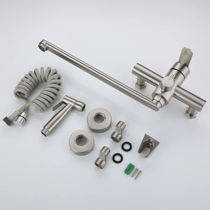 Afralia™ Stainless Steel Brushed Faucet Set for Kitchen & Bathroom