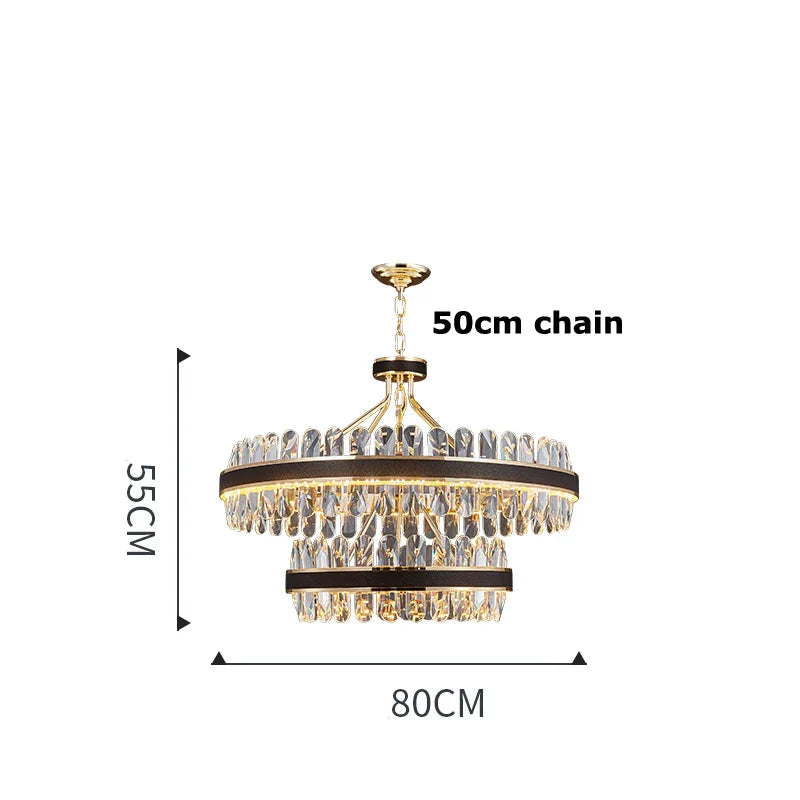 Afralia™ Gold Stainless Steel Crystal Chandelier for Dinning Room