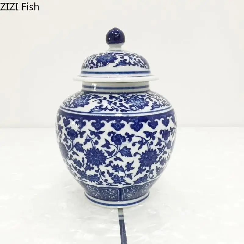 Afralia™ Ceramic Blue White Porcelain Tea Coffee Storage Tank