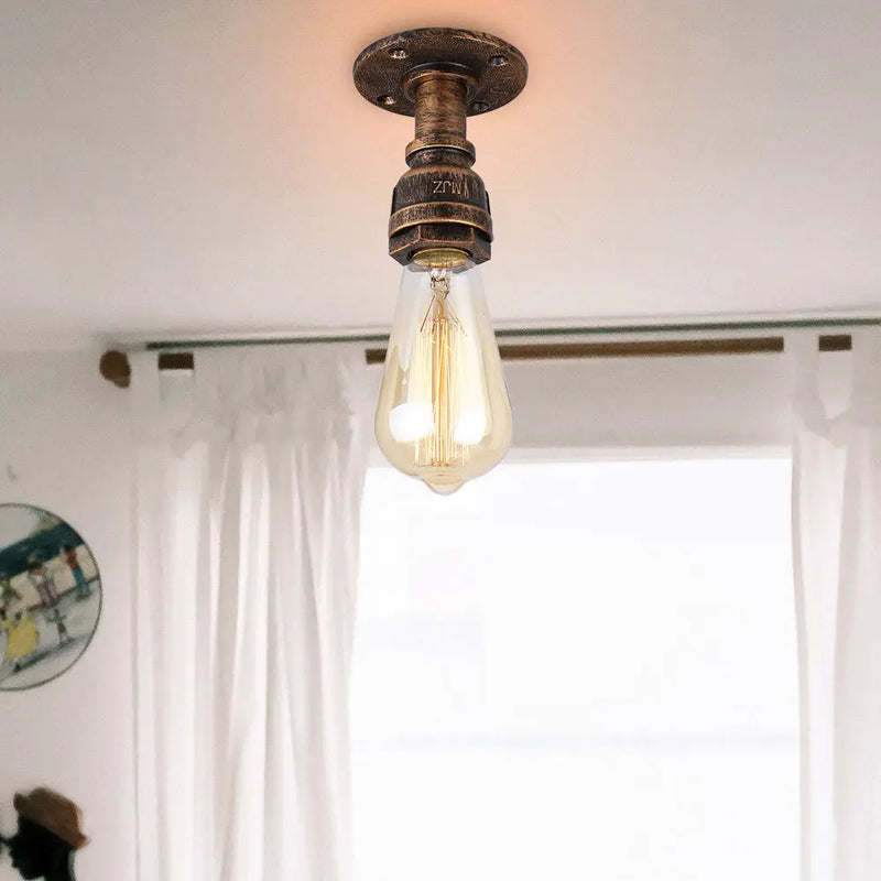 Afralia™ Vintage Retro Pipe Ceiling Lights Industrial Iron Pipe Lamps