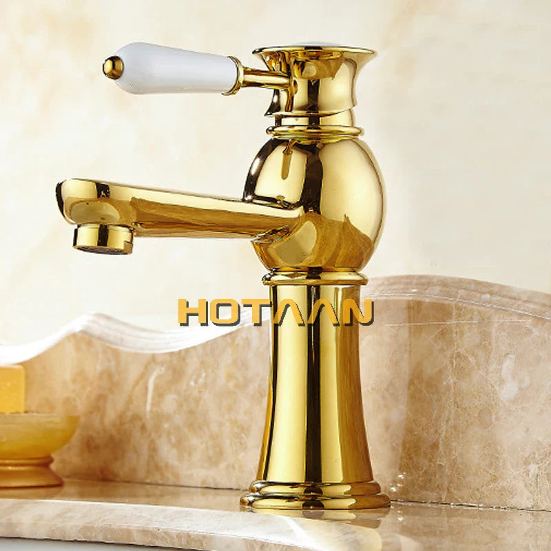 Afralia™ Gold Basin Faucet with Ceramic Mixer Tap for Bathroom