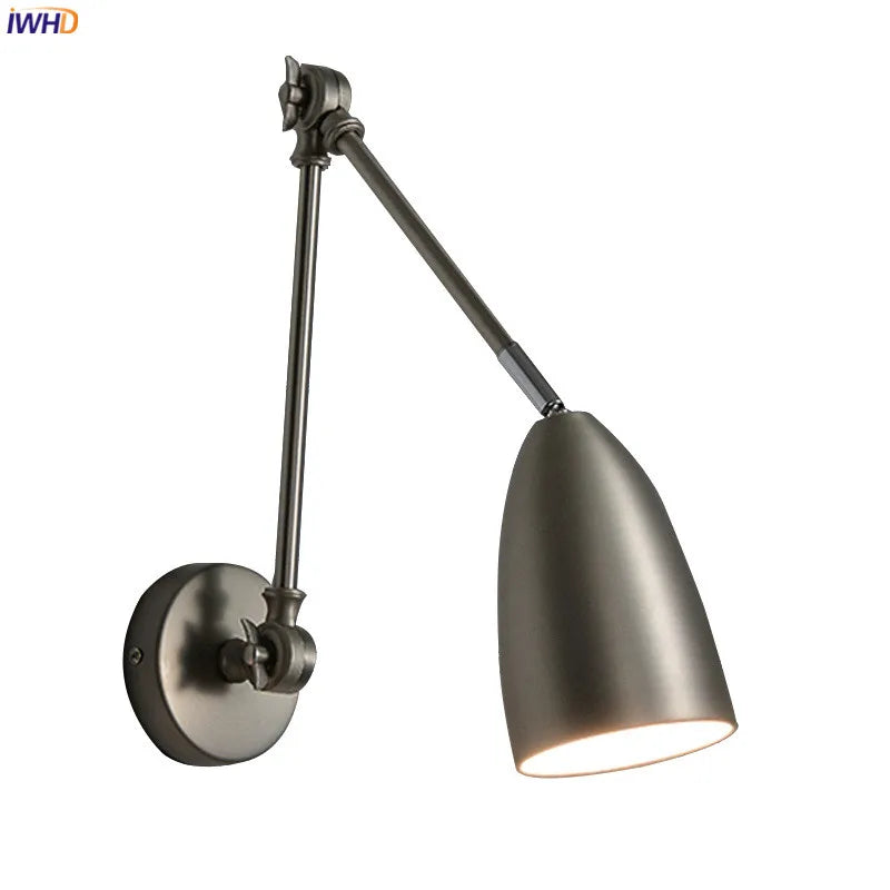 Afralia™ Adjustable Swing Long Arm LED Wall Lamp for Bedroom Study Living Room