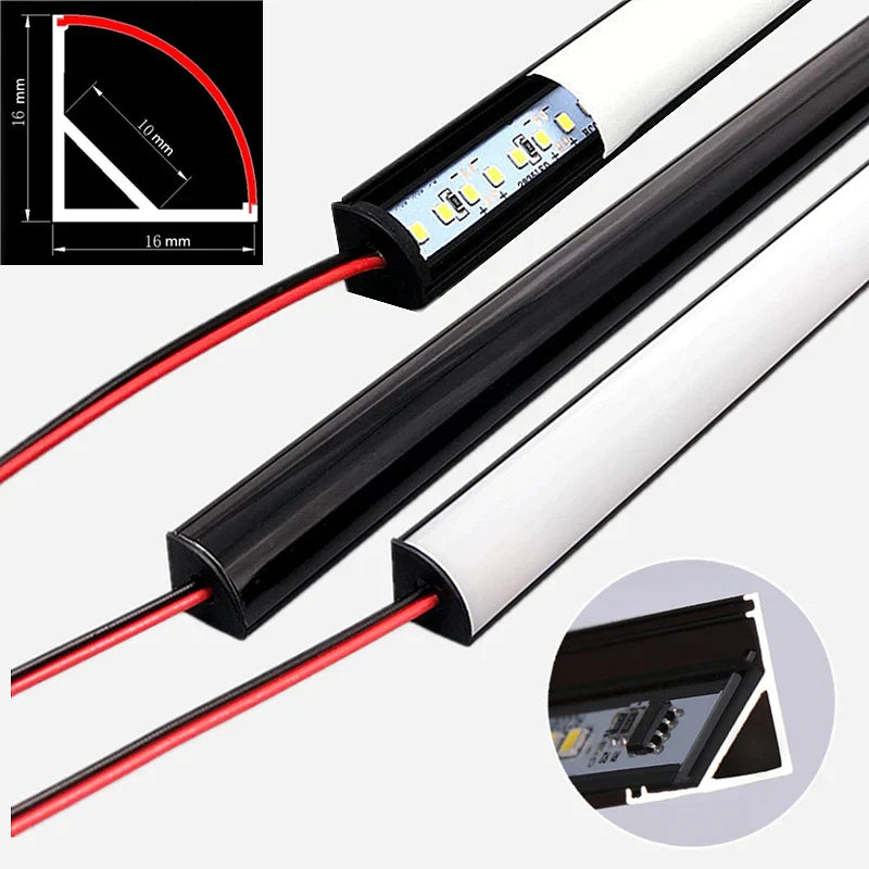 Afralia™ LED Black V-Type Tube Bar Light, SMD2835 Strip with Milky Cover Linear Profile