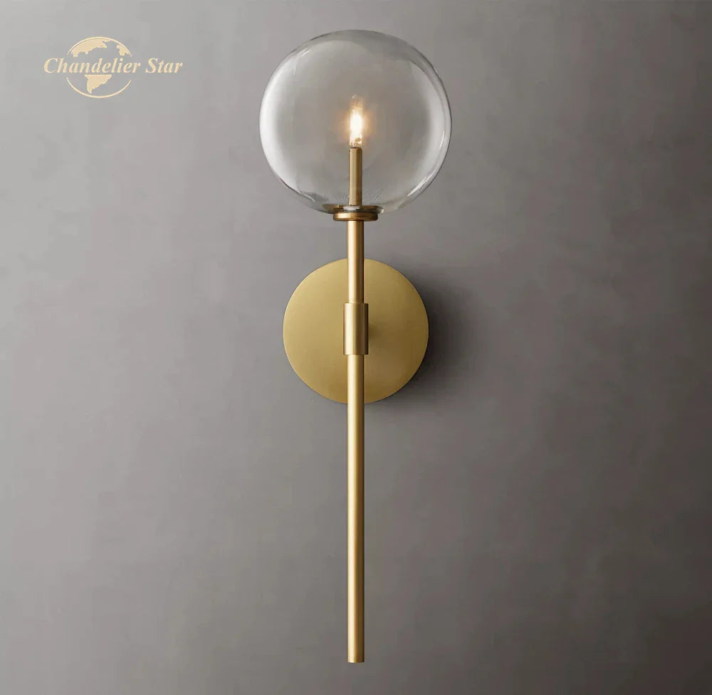 Afralia™ LED Glass Globe Wall Sconce Modern Indoor Light Fixture Decoration Bedroom Living Room