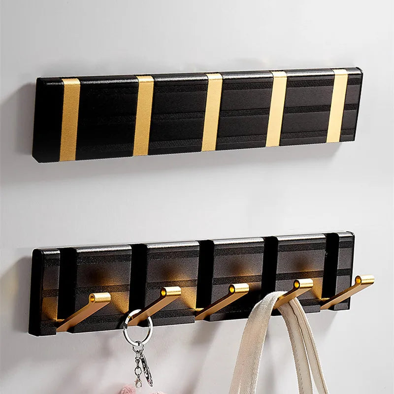 Afralia™ Aluminum Folding Robe Hook Black Gold Wall Mount Towel Hanger Kitchen Door Hook