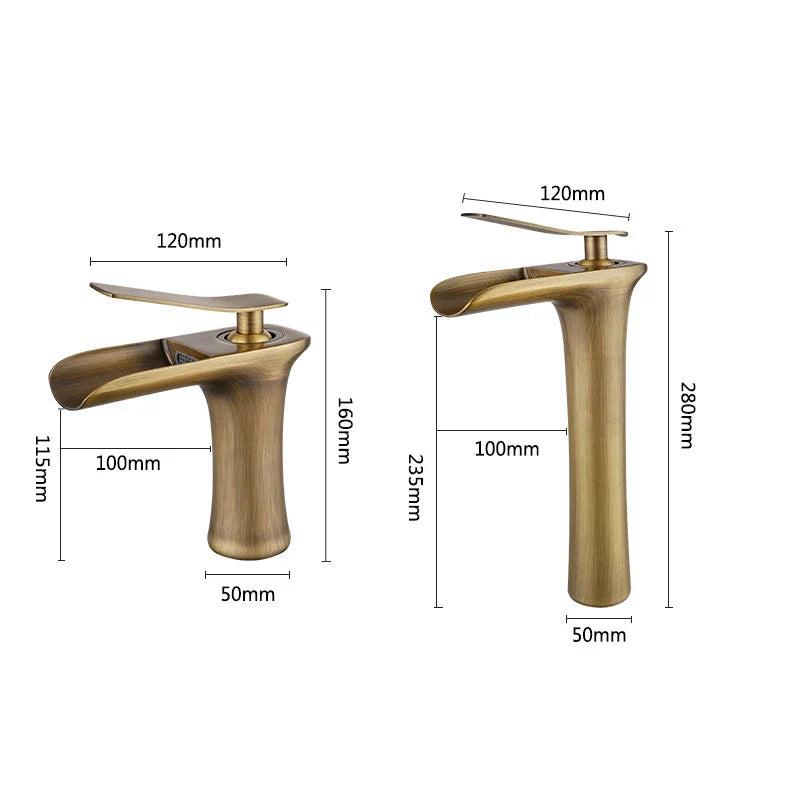 Afralia™ Chrome Brass Waterfall Mixer Tap Single Handle Hot Cold Bathroom Sink Faucet