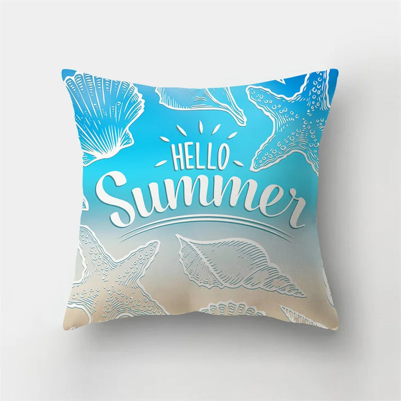 Afralia™ Ocean World Starfish Conch Pillow Case: Beach Landscape Print for Home Decor