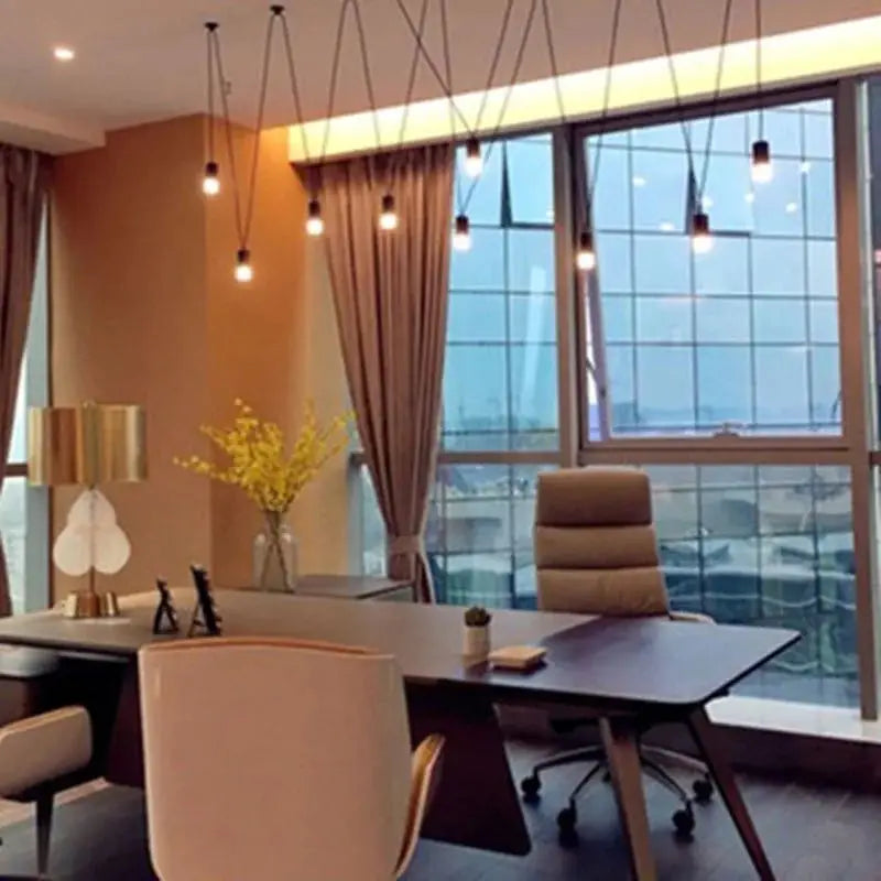 Afralia™ Black Geometric Line Pendant Lamp for Bedroom Living Room Bar Hotel