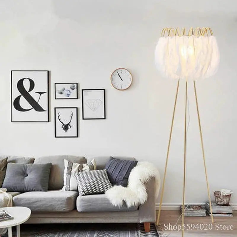 Afralia™ Modern Minimalist Feather Floor Lamp for Living Room - LED Art Light