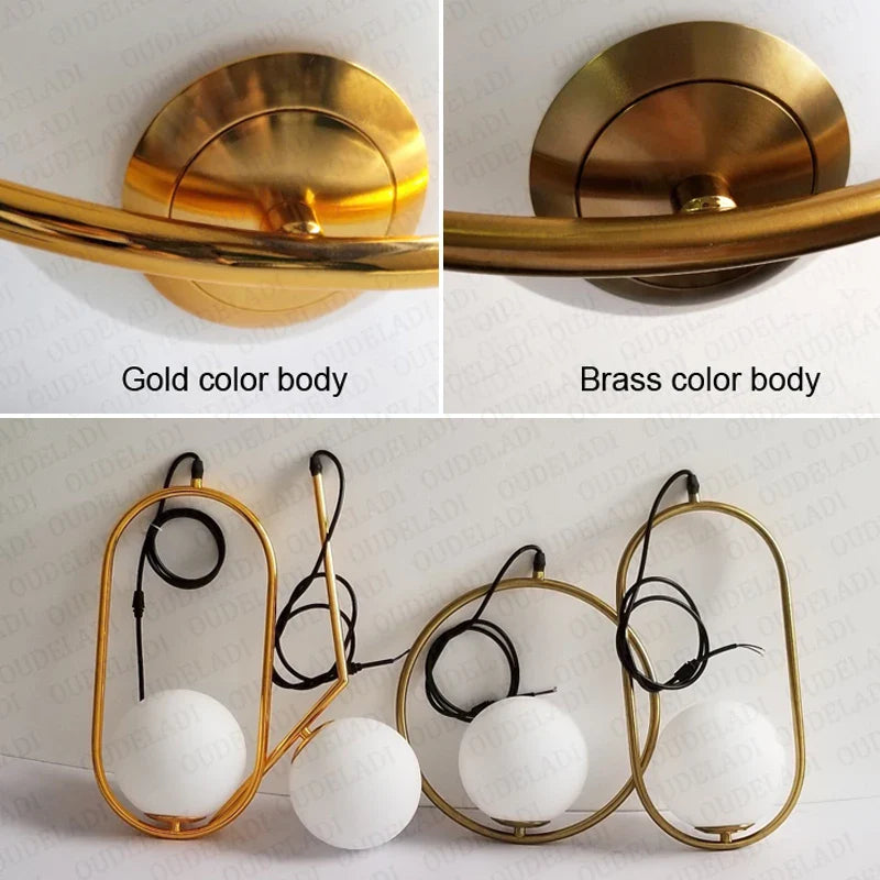 Afralia™ Nordic Gold Glass Ball Pendant Lights: Modern LED Hanging Lamp for Home Decor