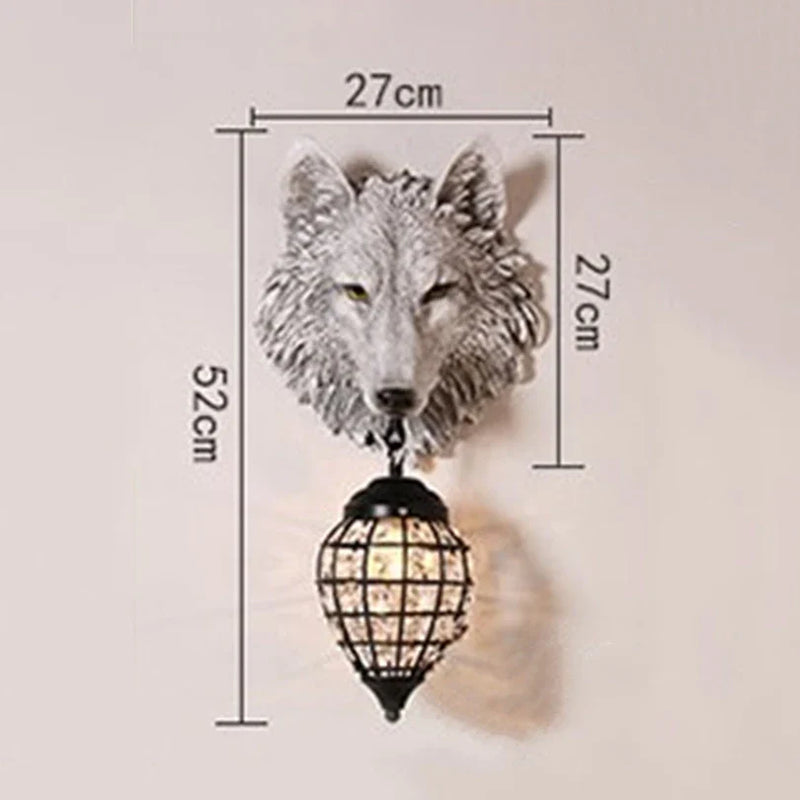 Afralia™ Resin Wolf Wall Sconce: Vintage Industrial LED Light for Home Art Decor