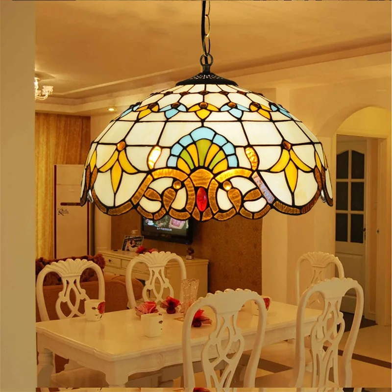 Afralia™ Nordic Tiffany Peacock Chandelier Glass Lamp for Home Decor