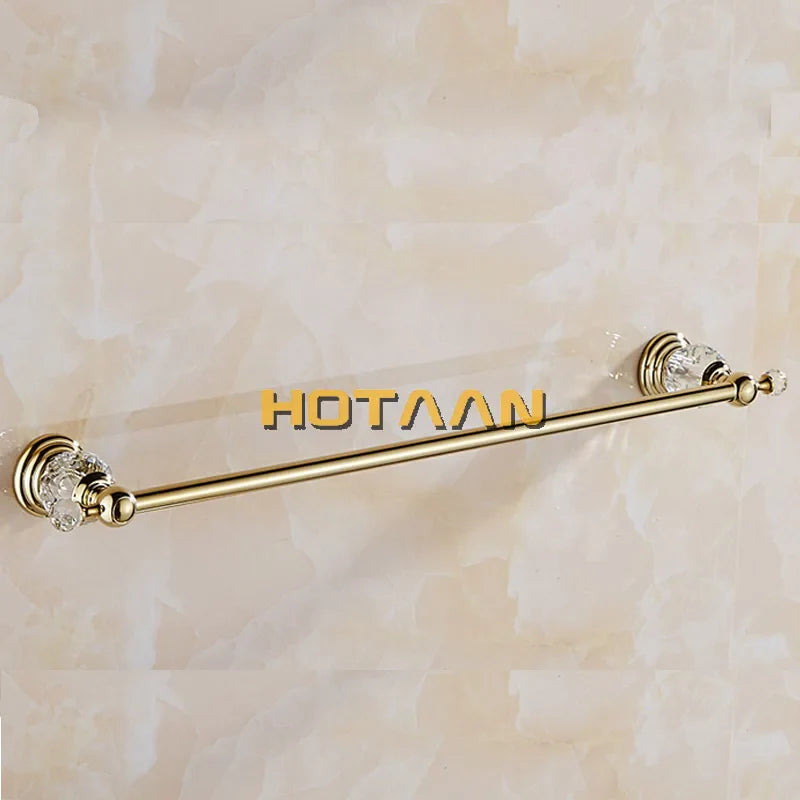 Afralia™ Golden Crystal Single Towel Bar - Stainless Steel Bathroom Rack