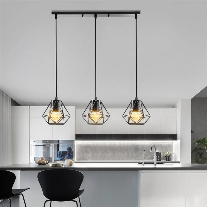 Afralia™ Modern Industrial Iron Chandelier for Living Room Kitchen Restaurant