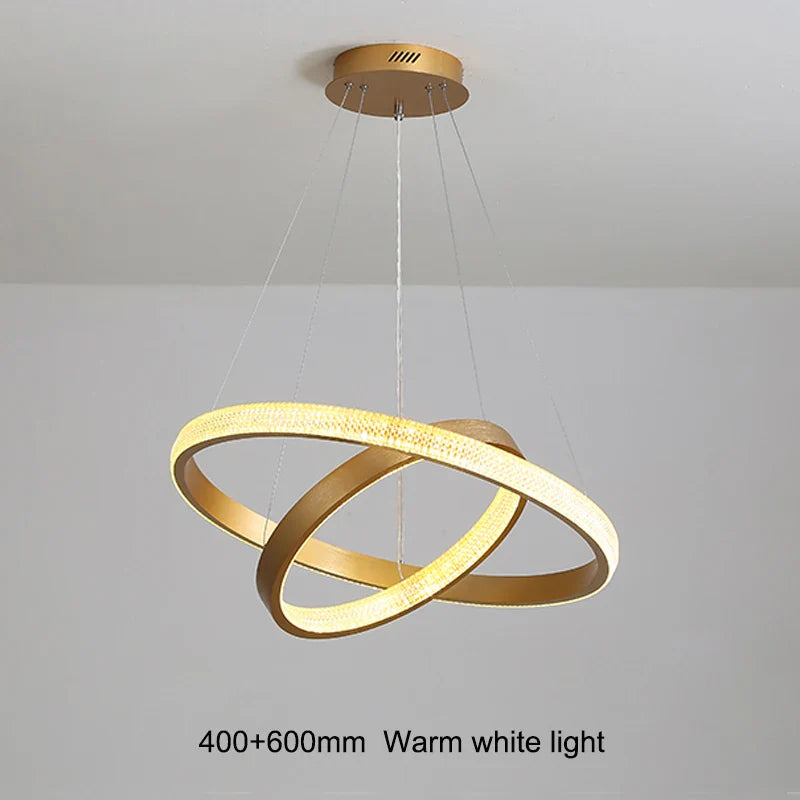 Afralia™ Gold Circle Chandelier Creative LED Lighting Modern Indoor Fixtures