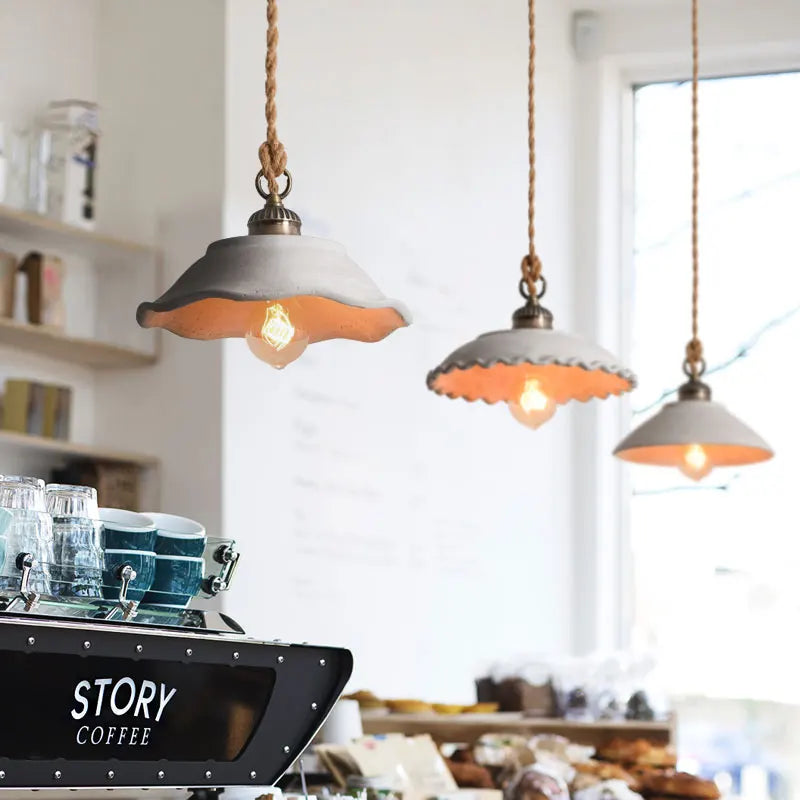 Afralia™ Cement Loft Style Industrial Pendant Light LED Luminaria