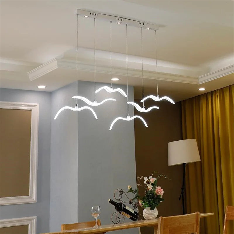 Afralia™ Seagull LED Pendant Light Modern Ceiling Lamp Nordic Chandelier Lumina