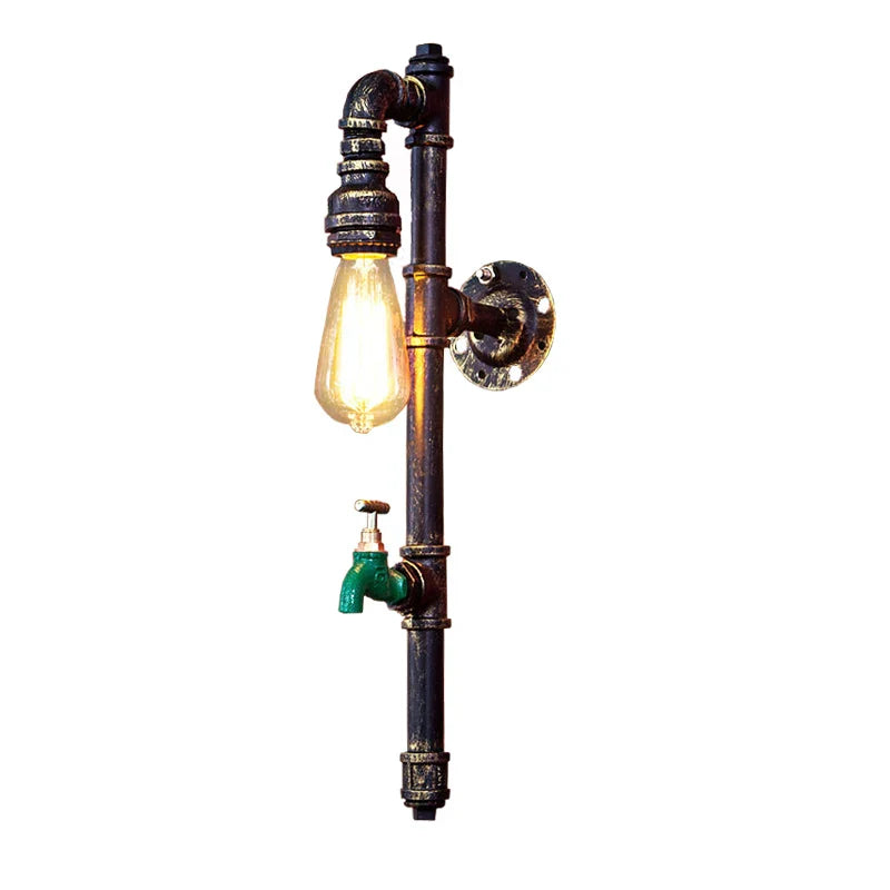 Afralia™ Vintage Retro Water Pipe Wall Lamp for Staircase, Aisle, Cafe, Office, Bar