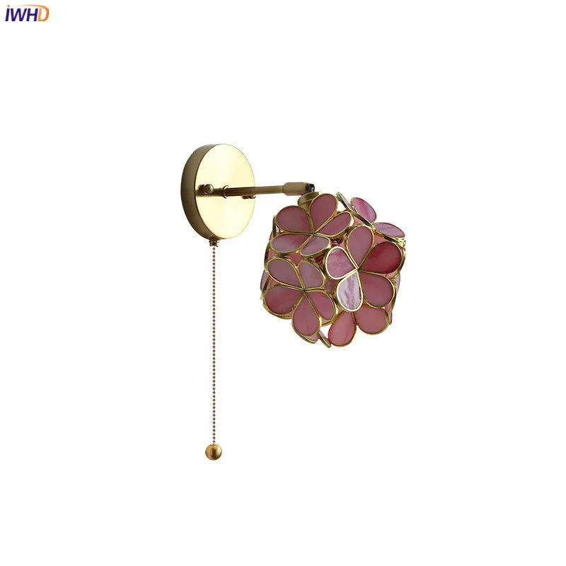 Afralia™ LED Petal Wall Sconce Modern Nordic Style Pull Chain Switch Stair Mirror Light