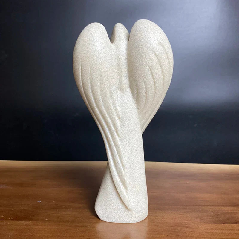 Afralia™ Angel Wing Girl Resin Statue for Home Decor