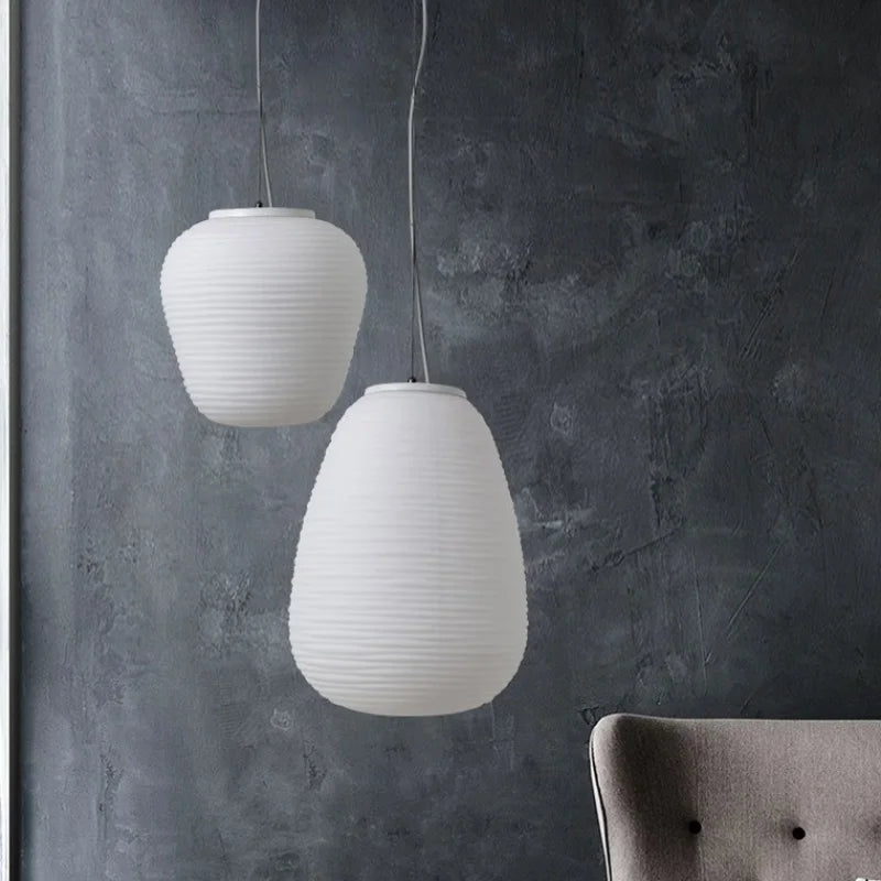 Afralia™ Milky White Glass Pendant Lamp for Bedroom and Dining Room Lighting