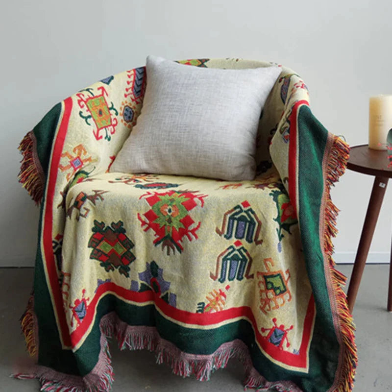 Afralia™ Boho Jacquard Knitted Double-Sided Throw Blanket