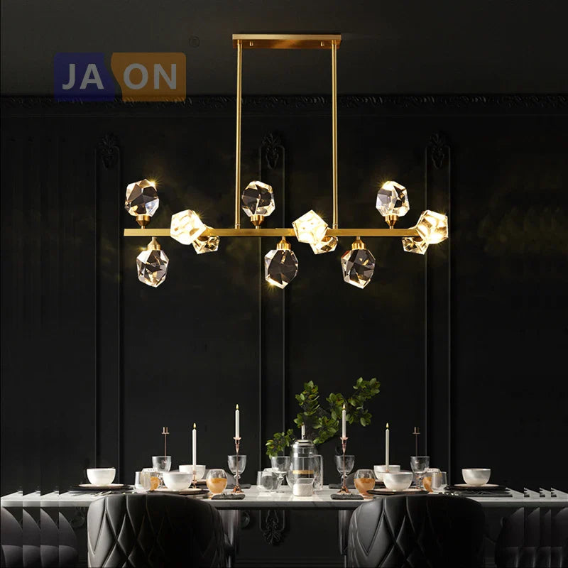 Afralia™ Black Crystal Copper LED Chandelier for Dining Room - Art Deco Hanging Lamp