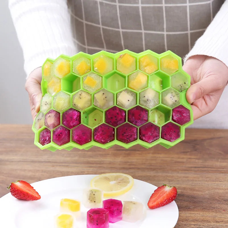 Afralia™ Silicone Honeycomb Ice Cube Maker with Lid - Green, BPA Free