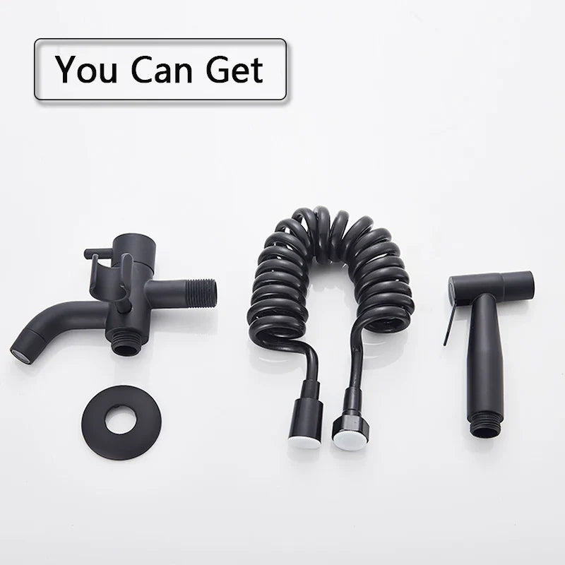 Afralia™ Matte Black Wall Mounted Bidet Faucet with Swivel Tub Spout
