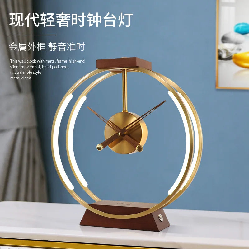 Afralia™ Nordic Luxury Solid Wood Table Clocks - Minimalist Gold Desk Decor