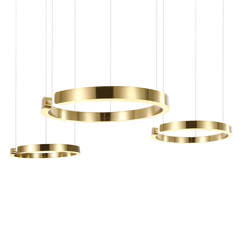 Afralia™ LED Chandelier: Round Rings Pattern, Gold, Modern Design for Living, Dining, Bedroom, Kitchen.