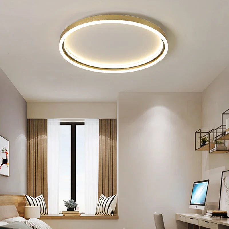 Afralia™ LED Minimalist Chandelier in Black/Golden Finish for Living Room and Bedroom