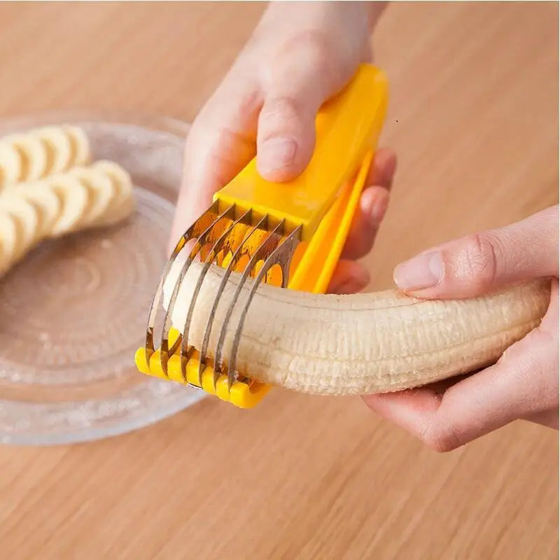 Afralia™ Stainless Steel Banana Slicer & Vegetable Cutter Kitchen Tool