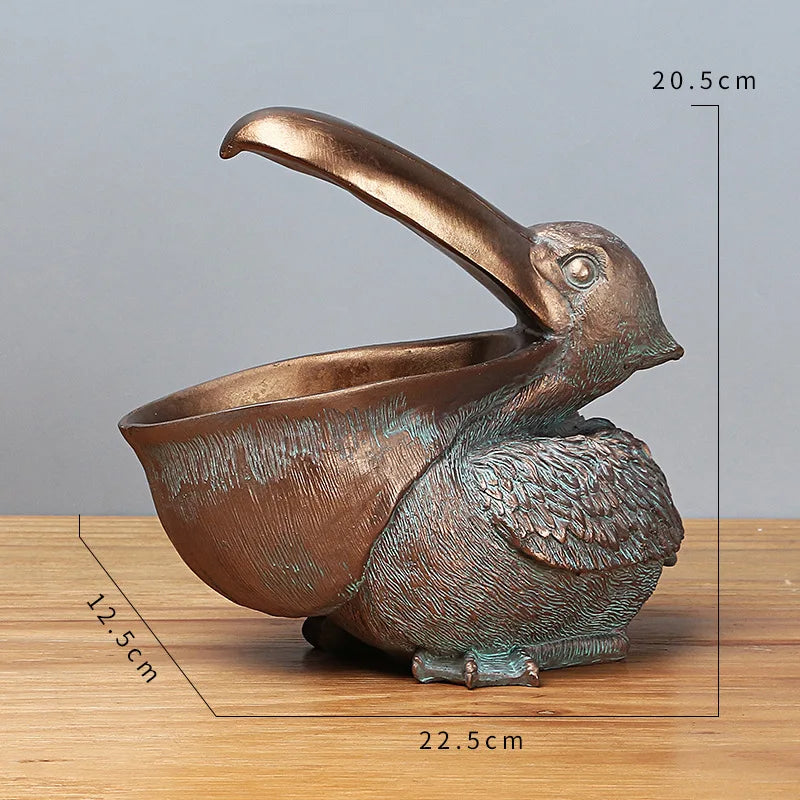 Afralia™ Pelican Statue: 22cm Resin Key & Candy Container for Home Decor & Storage