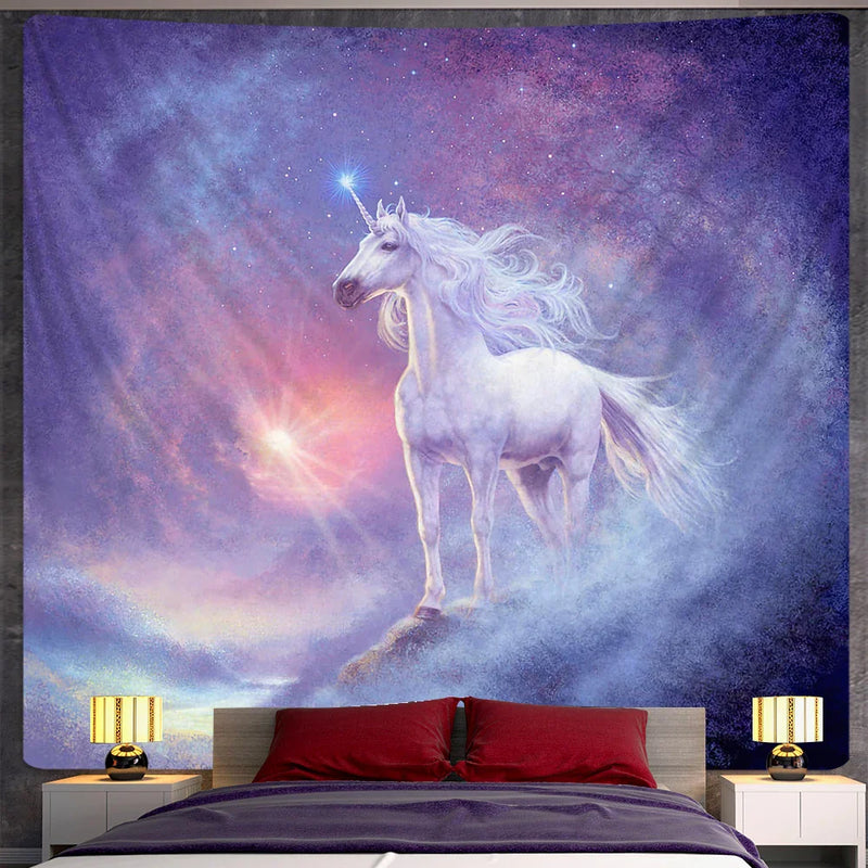 Afralia™ Unicorn Tapestry Wall Hanging Psychedelic Bohemian Decorative Mattress