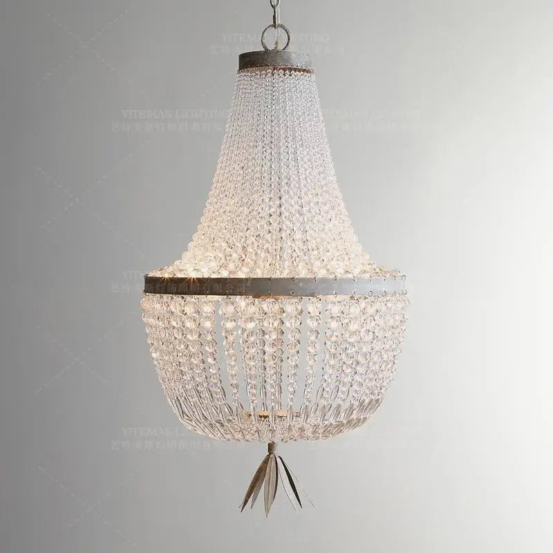 Afralia™ Retro Crystal Bead Chandelier: Industrial Vintage Hanging Light for Home Decor