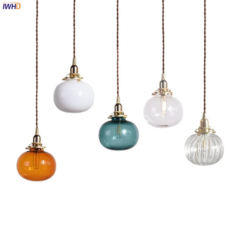 Afralia™ Copper Pendant Light: Japanese Style Nordic Vintage Living Room Lamp - LED Fixture