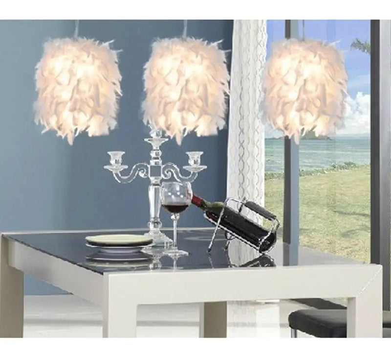 Afralia™ White Feather Pendant Light: Modern Fluffy Shade for Bedroom and Study Room