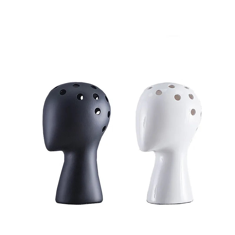 Afralia™ Human Head Ceramic Vase for Nordic Style Flower Arrangement