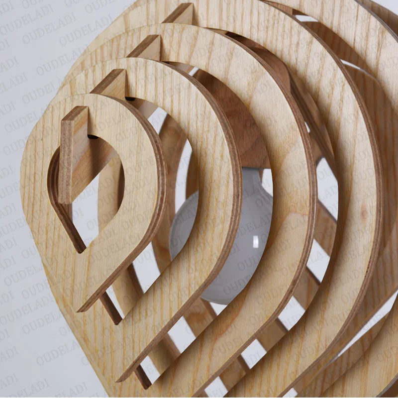 Afralia™ Wood Pendant Light: Nordic Water Drop Design for Modern Dining Room Lighting