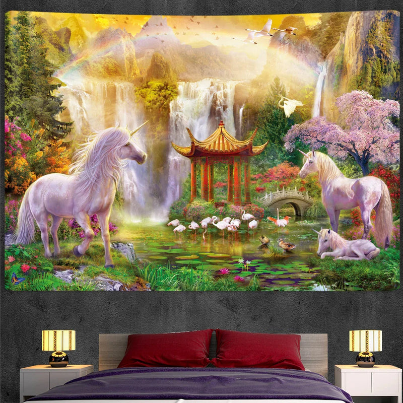 Afralia™ Unicorn Tapestry: Boho Wall Art, Hippie Mandala, Psychedelic Bedroom Decor