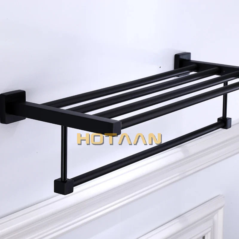 Afralia™ Black Towel Rack: Wall-mounted Aluminium Bathroom Accessories