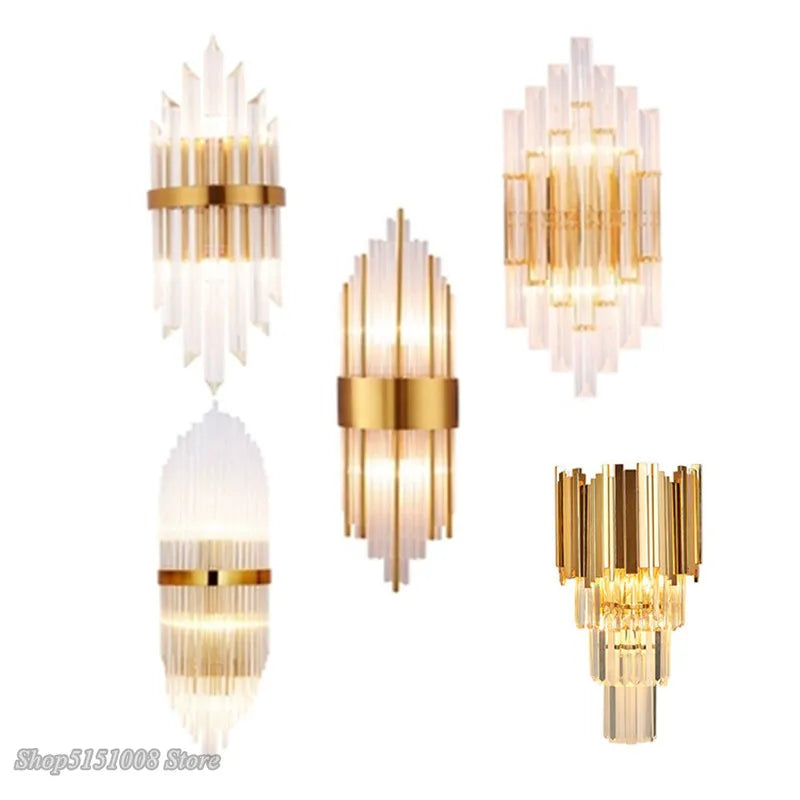 Afralia™ Nordic Crystal Wall Lamp Modern Luxury Living Room Bedroom Sconce Luminaria