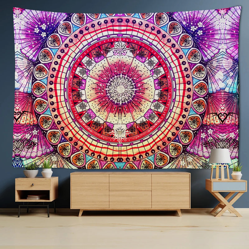 Afralia™ Grey Mandala Carpet Tapestry Wall Hanging Decor Hippie Yoga Mat Tapestries