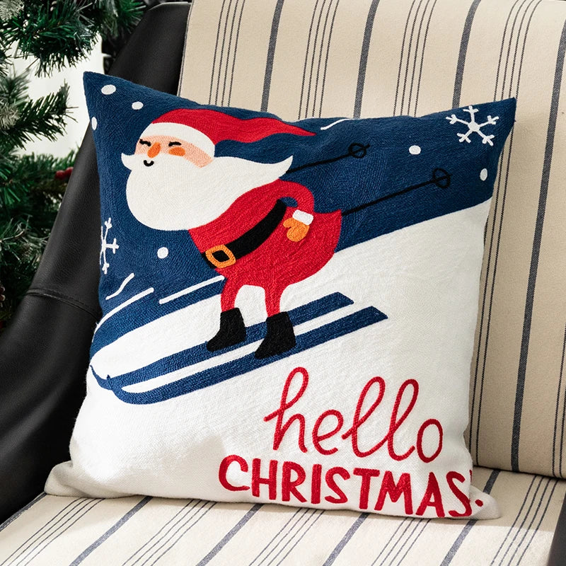 Afralia™ Christmas Embroidered Pillow Cover Set - 45x45cm