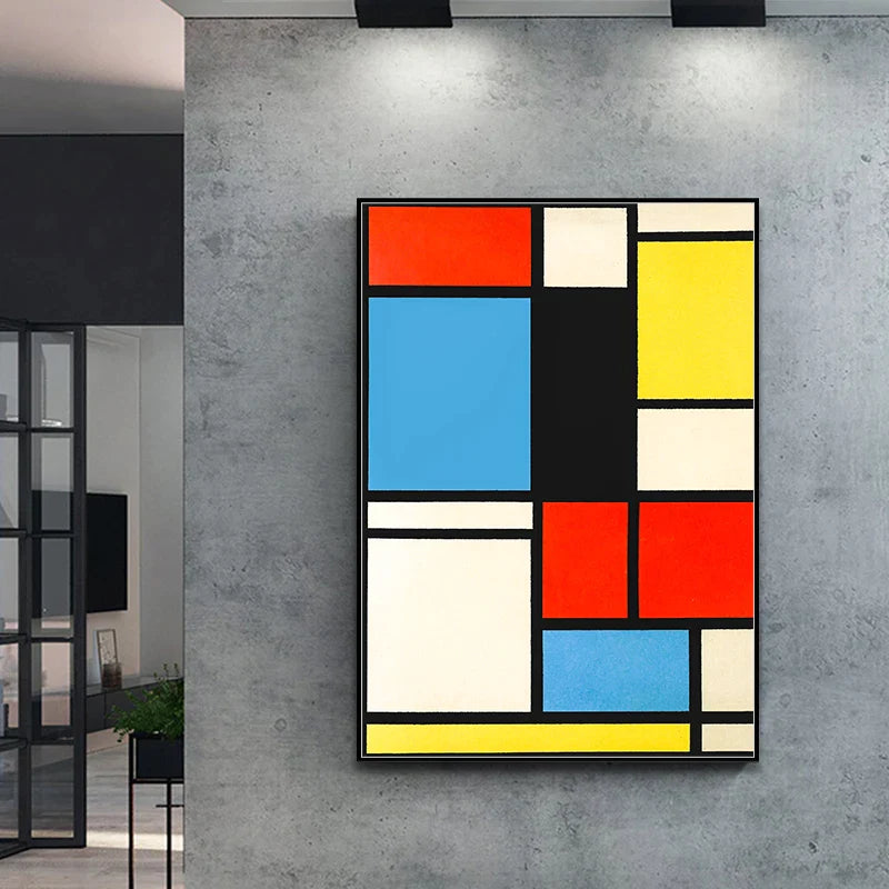 Afralia™ Mondrian Style Geometry Canvas Print Home Decor