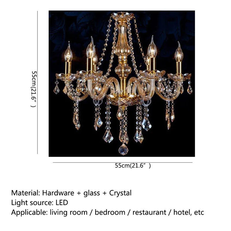 Afralia™ Crystal Pendant Chandelier: Elegant LED Amber Light Fixture for Home, Hotel, Hall