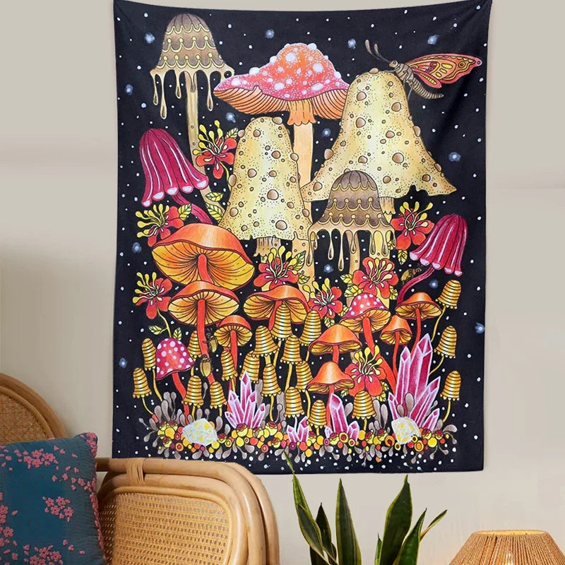 Afralia™ Psychedelic Mushroom Botanical Boho Wall Hanging Tapestries