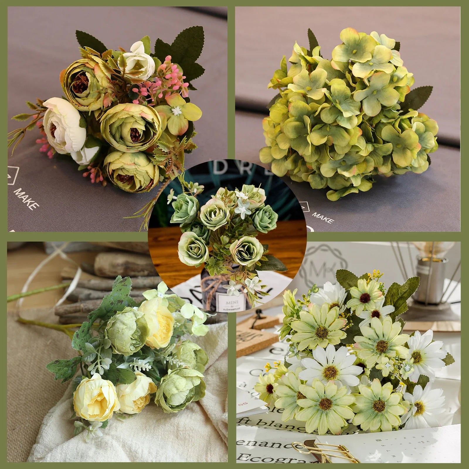 Afralia™ Peony Tea Rose Silk Flowers for Home Garden Wedding Décor