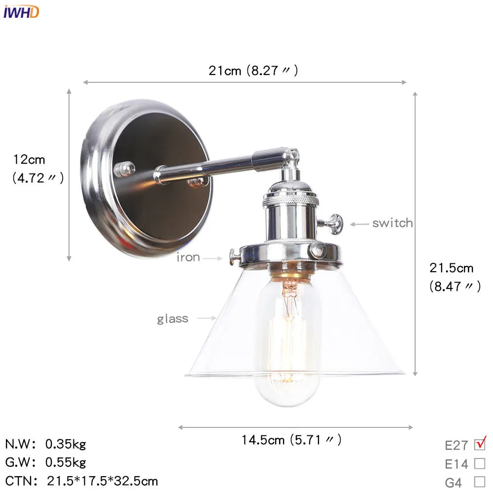 Afralia™ Modern Amber Glass Ball LED Wall Lamp for Home Bedroom Stair Mirror
